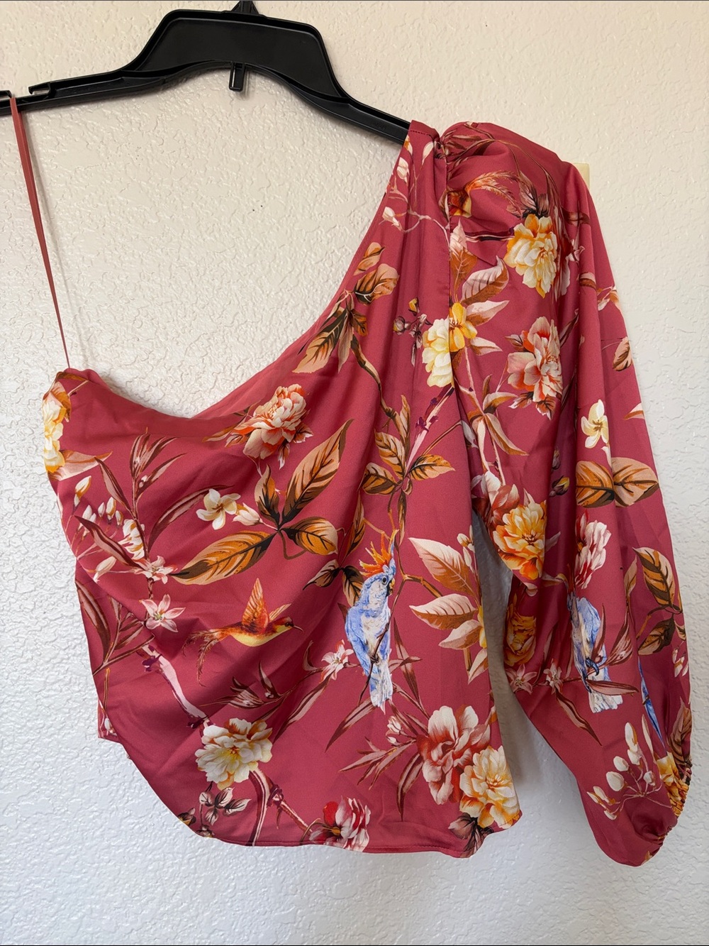 Express Rose Floral One-Shoulder Blouse